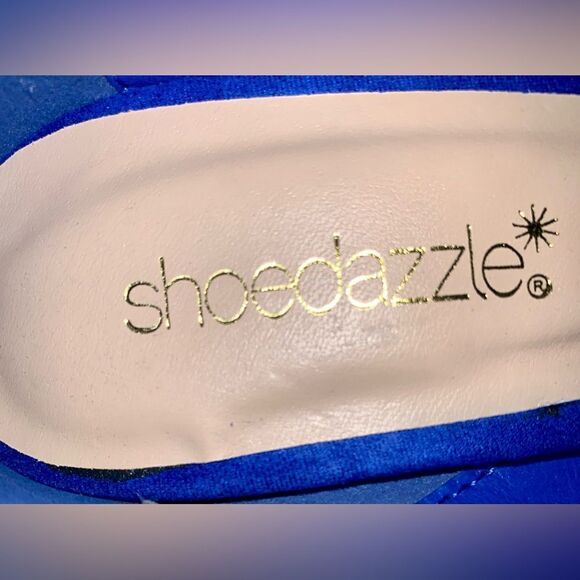 Shoedazzle Blue Velour Thjck Strap Stiletto Heels S:6.5 - Picture 11 of 11